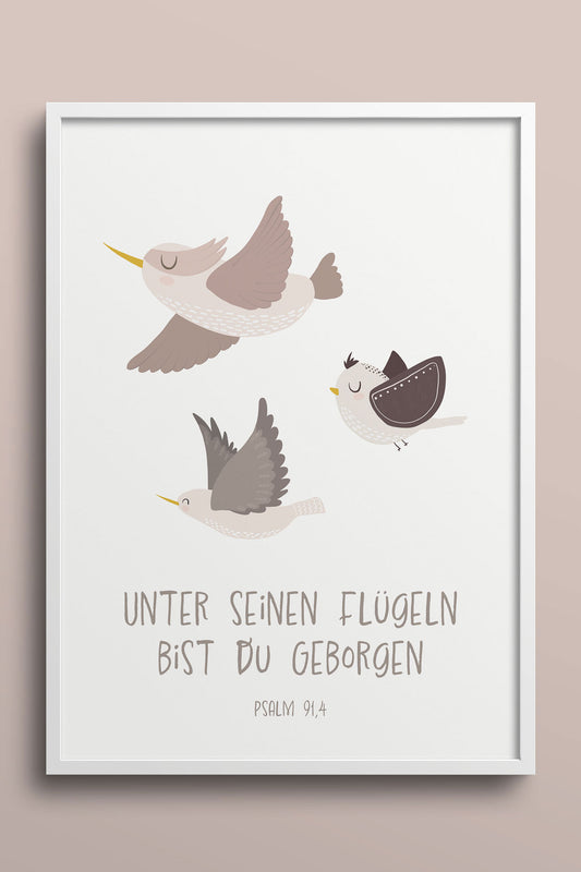 Kinderposter - Unter seinen Flügeln