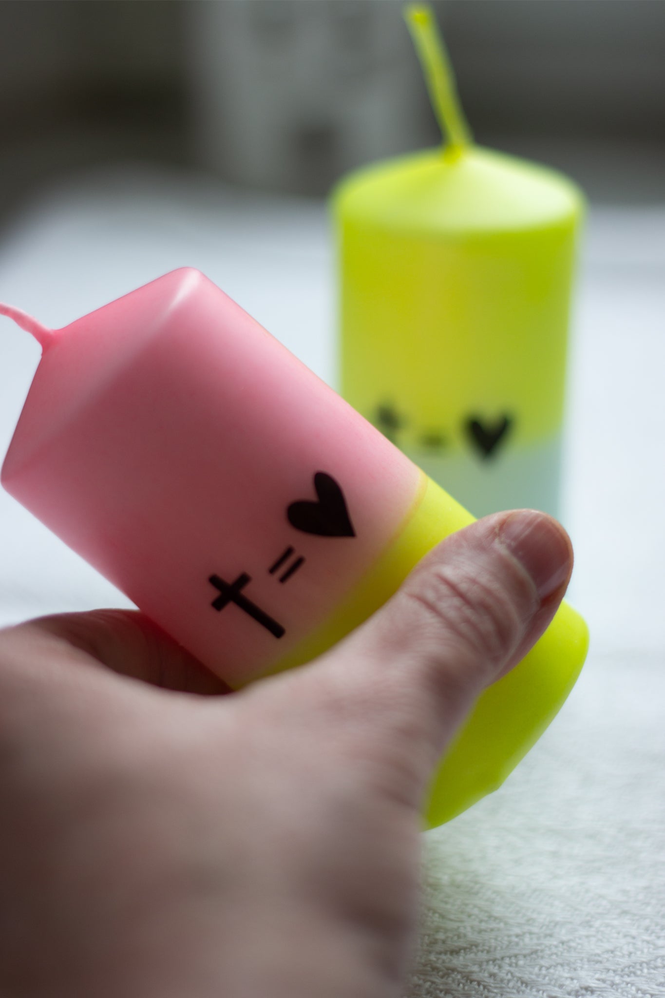 2 Blockkerzen - † = ♥