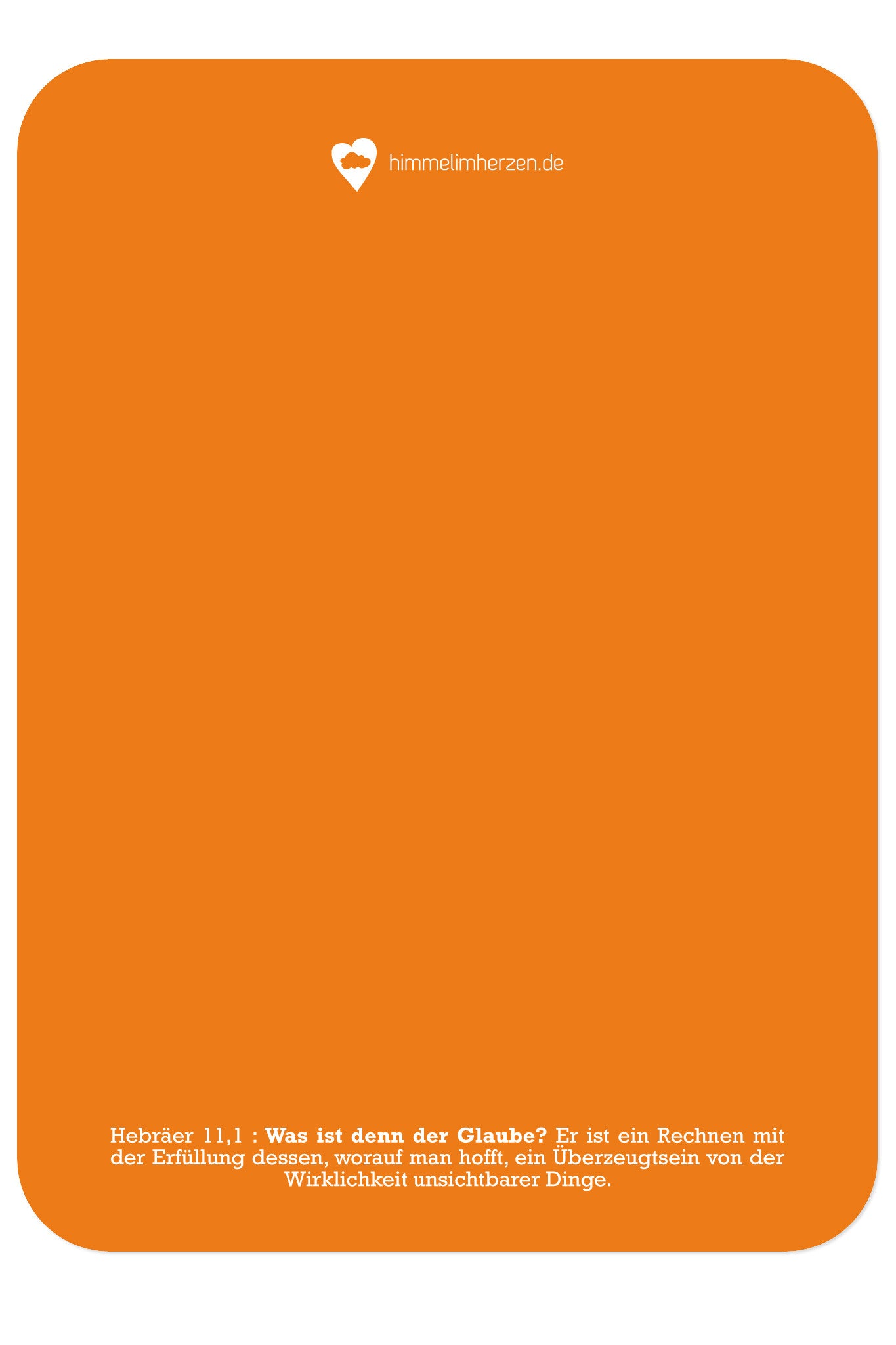 Rückseite Christliche Postkarte Glaube von Himmel im Herzen mit Gottes Wort