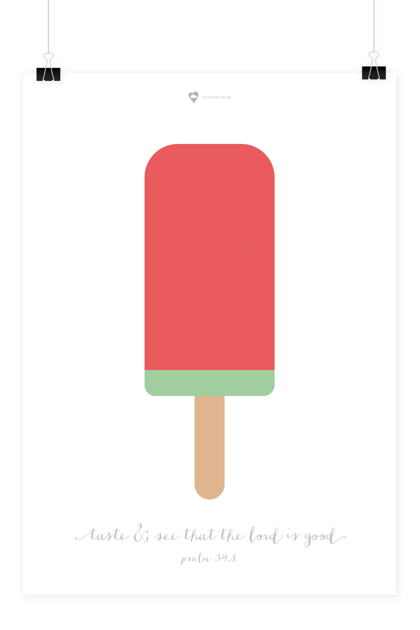 Christliches Poster mit Illustration Eis von Himmel im Herzen