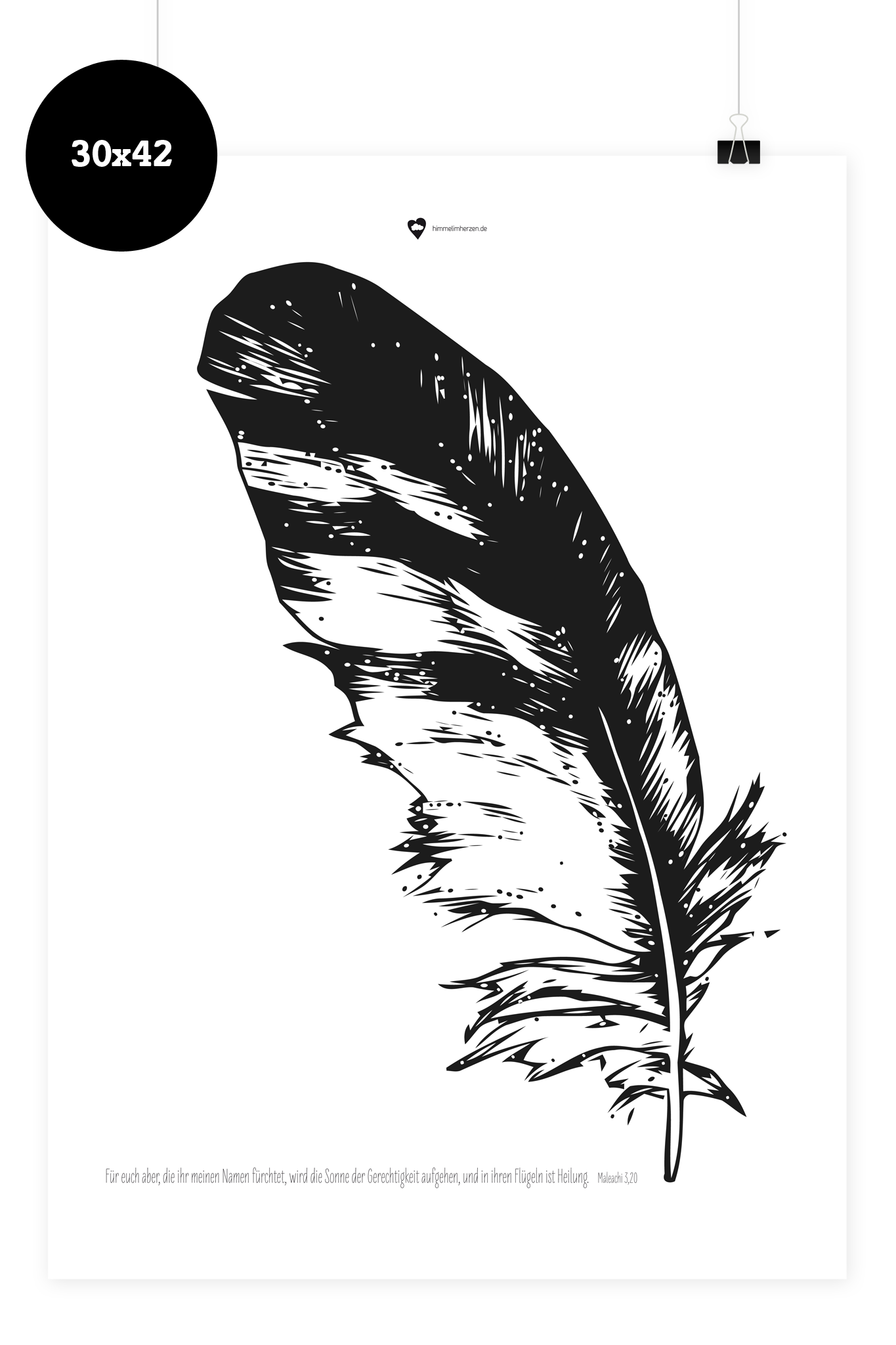 Christliches Poster mit Heilung unter ihren Flügeln von Himmel im Herzen