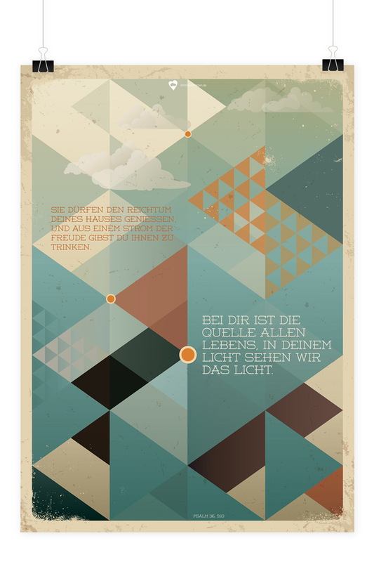 Christliches Poster mit Illustration Dreiecke von Himmel im Herzen