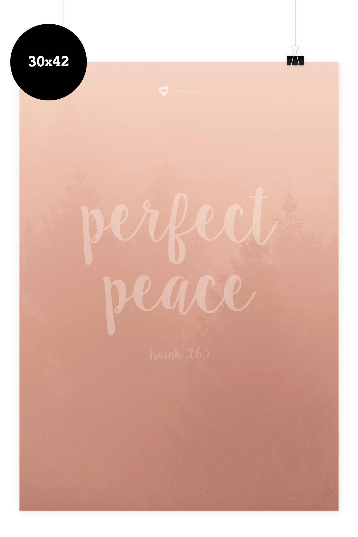 Christliches Poster mit perfect peace von Himmel im Herzen